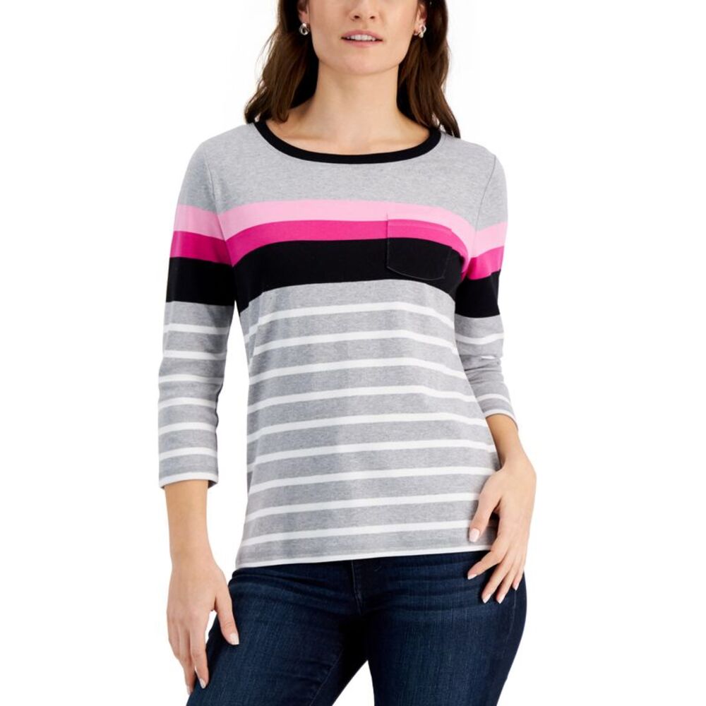 Karen Scott Rose Striped Top